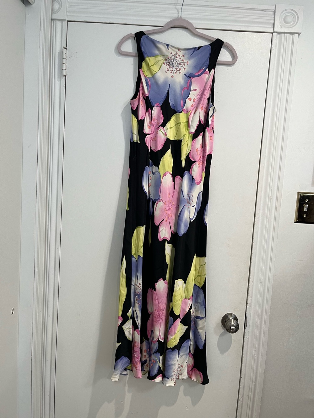 Jones New York Vintage Black Floral Silk Midi Dress Sz. 16 NWT - Picture 3 of 9